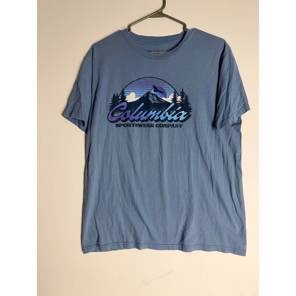 Columbia Sportswear Mens Blue Mountain Graphic T-Shirt Cotton Hiking Tee Large - Picture 2 of 8
